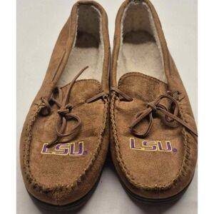 LSU Tiger officially licensed men's brown lined house shoes sz. L team logo